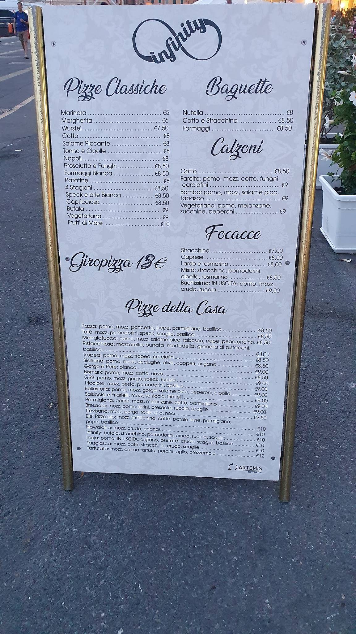 Menu di Infinity 