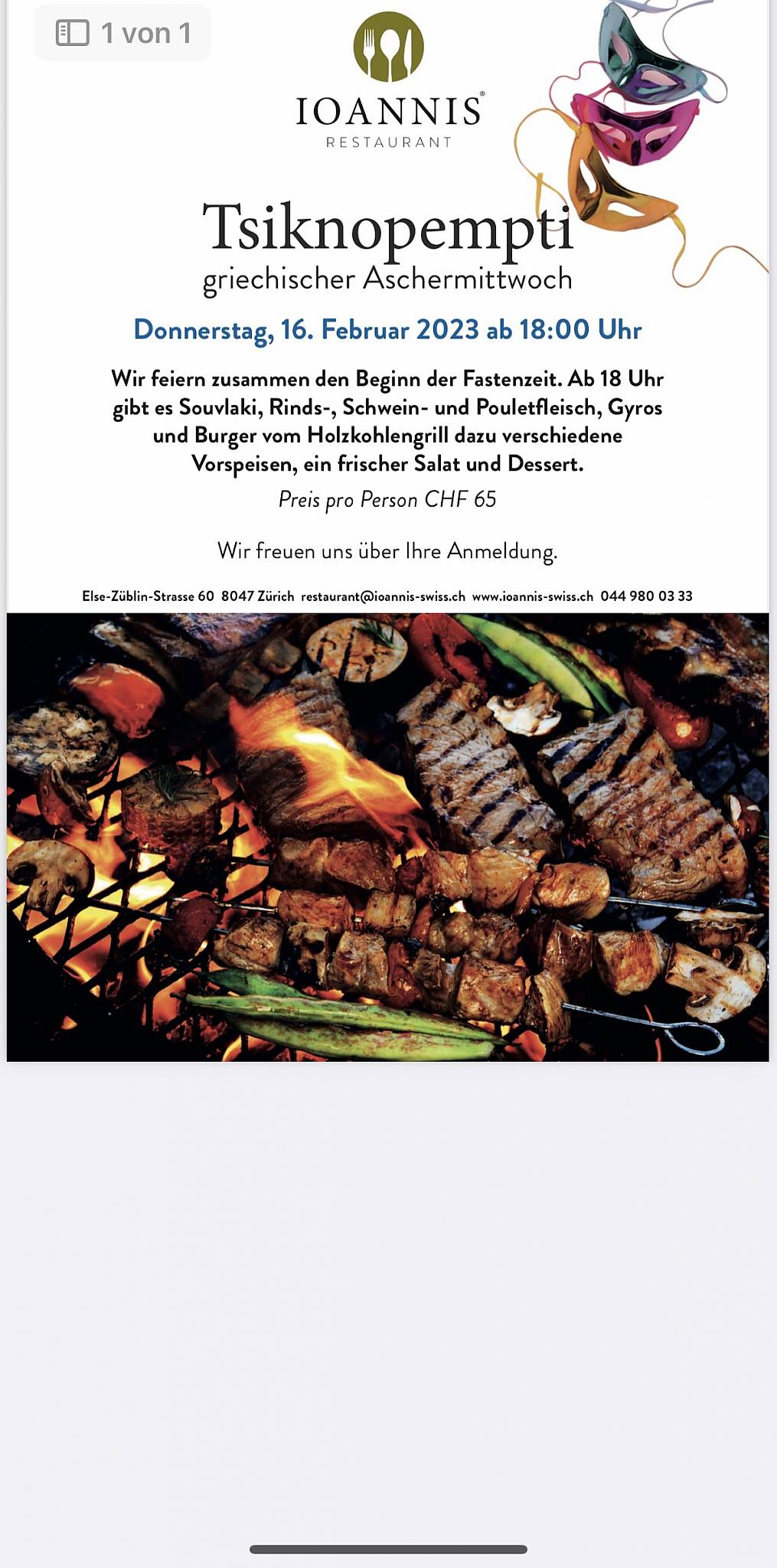 Menu di Ioannis Restaurant 