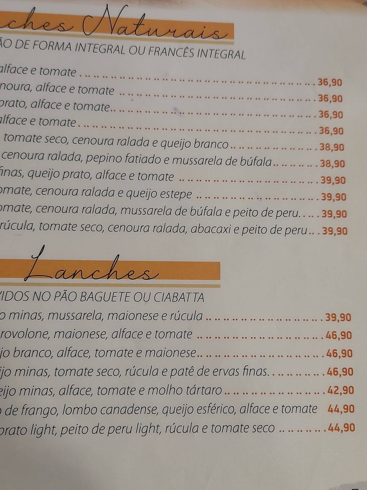 Iracema Pães e Doces - Padaria cardápio