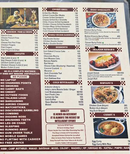 Irani Cafe - Kalyani Nagar menu