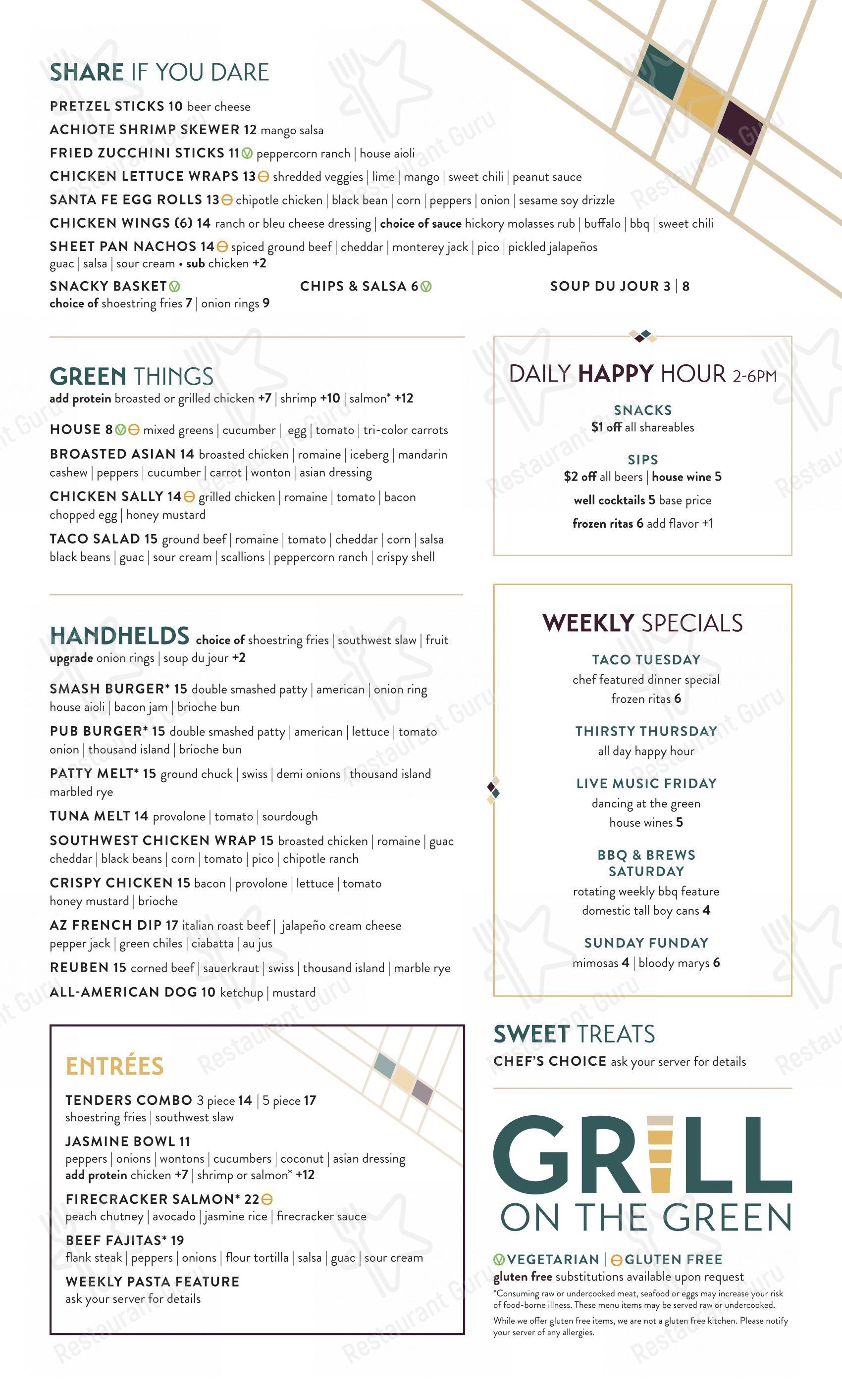 Menu at Ironwood Grill On the Green At Ironoaks CC restaurant, Sun Lakes