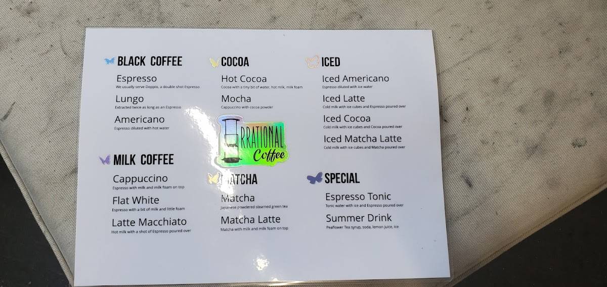 Menu di Irrational Coffee 