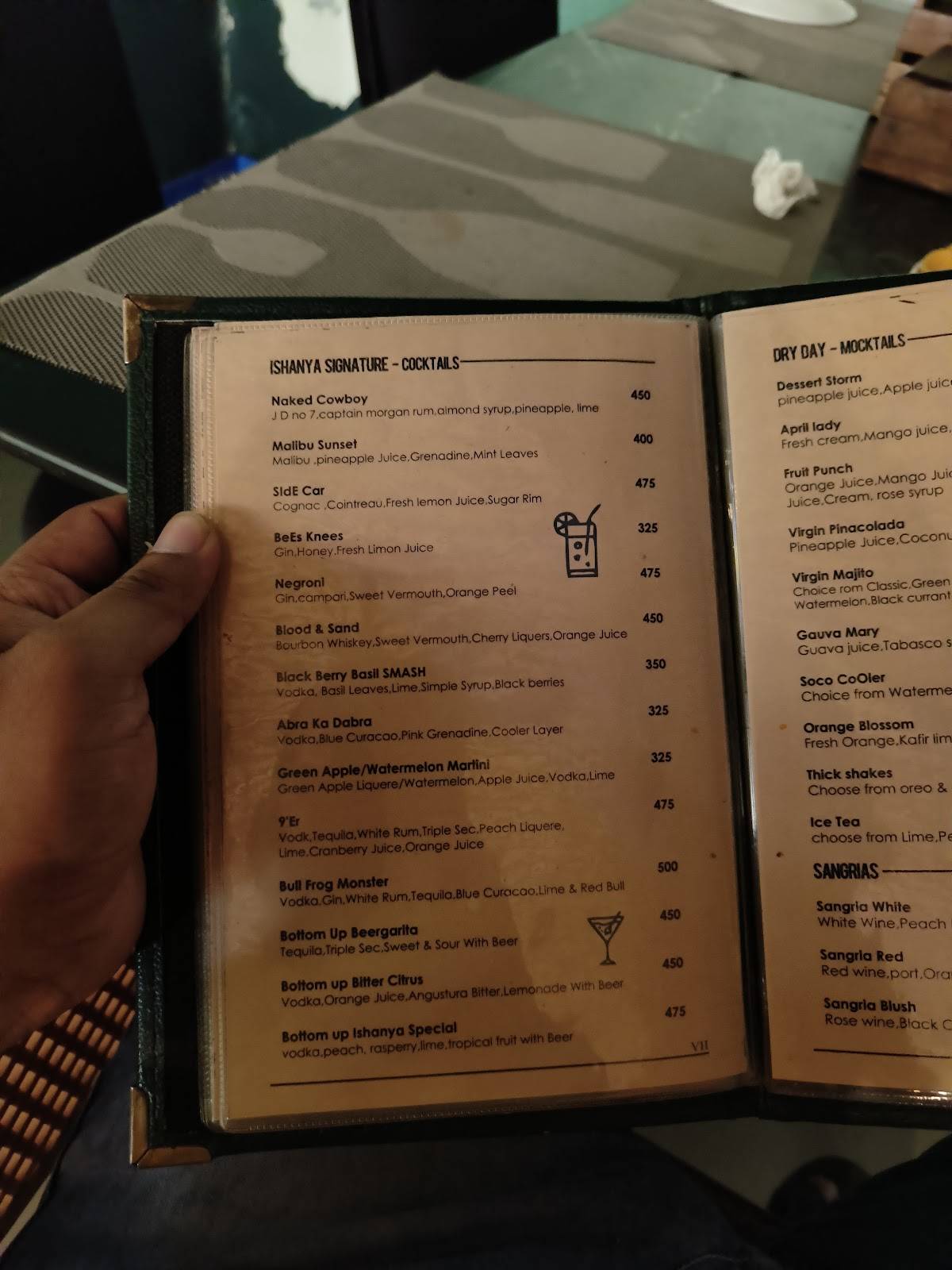 Ishanya Restaurant & Bar menu