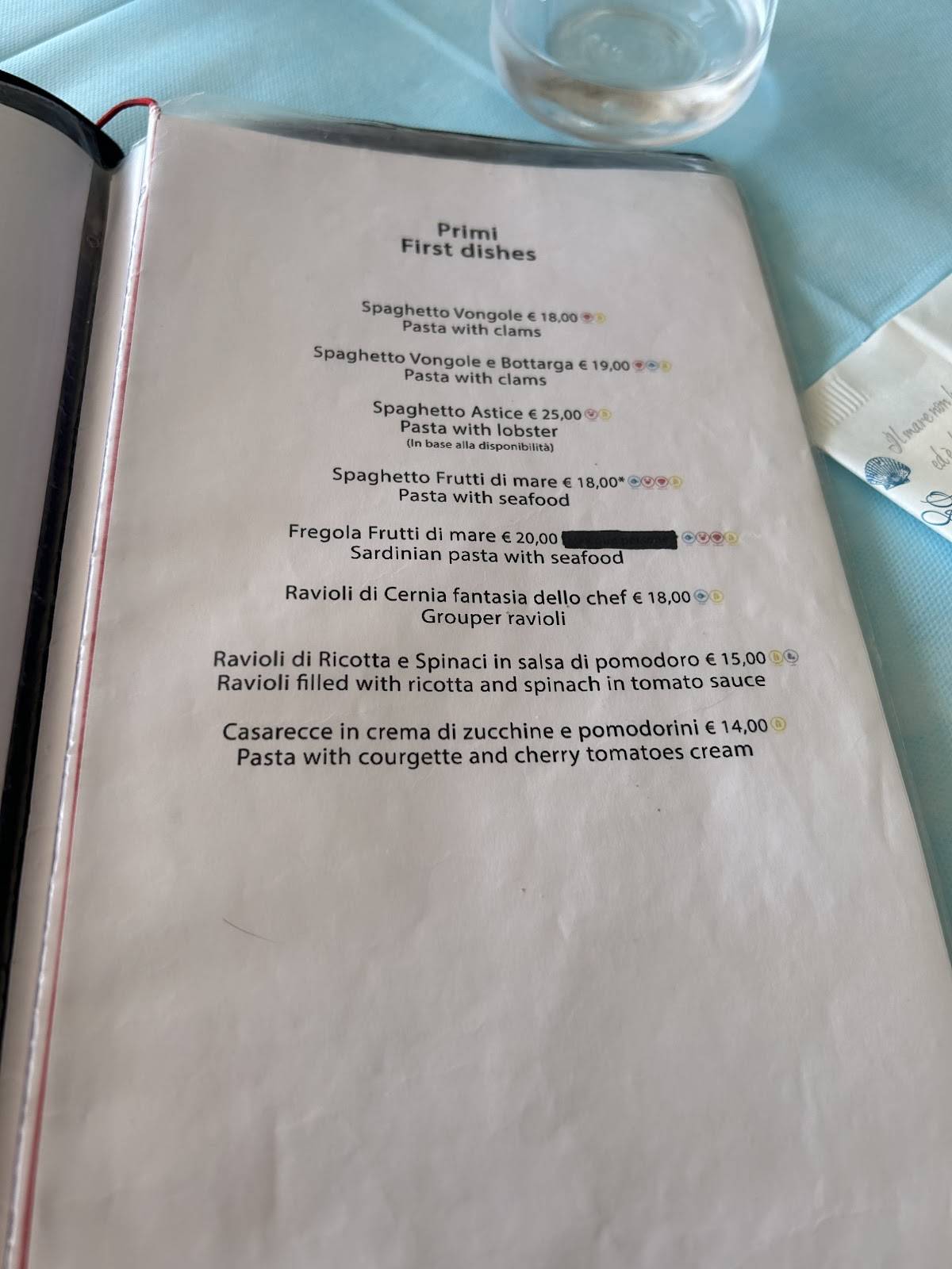 Menu di Itinera Beach - Turistica Service 