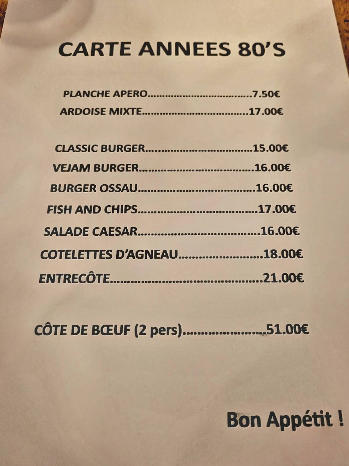 Menu de JAM PUB