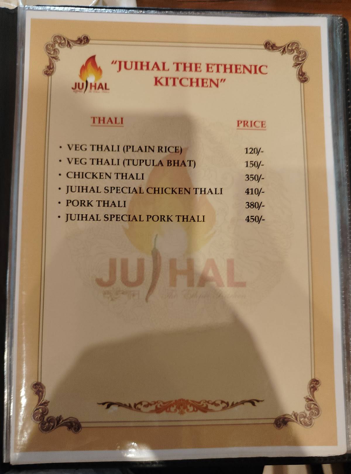 Juihal. The Ethnic Kitchen menu