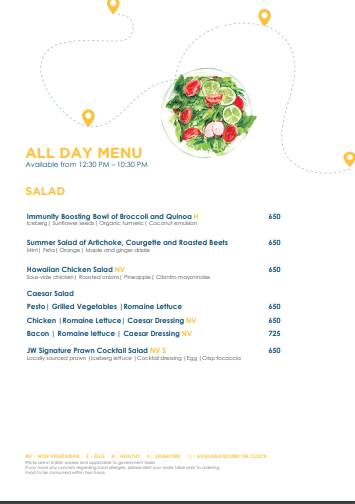 JW Marriott Hotel Kolkata menu