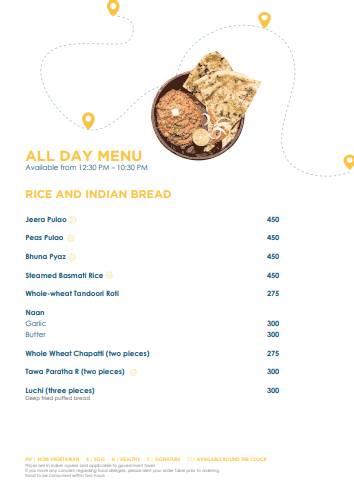 JW Marriott Hotel Kolkata menu