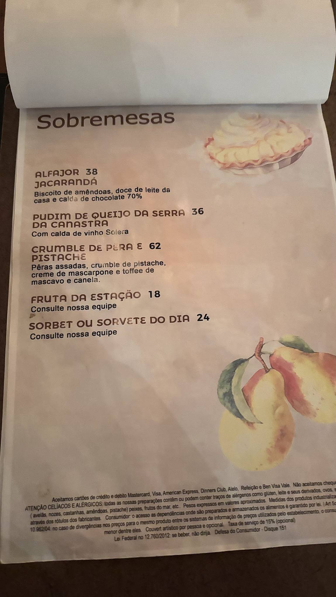 Jacarandá cardápio