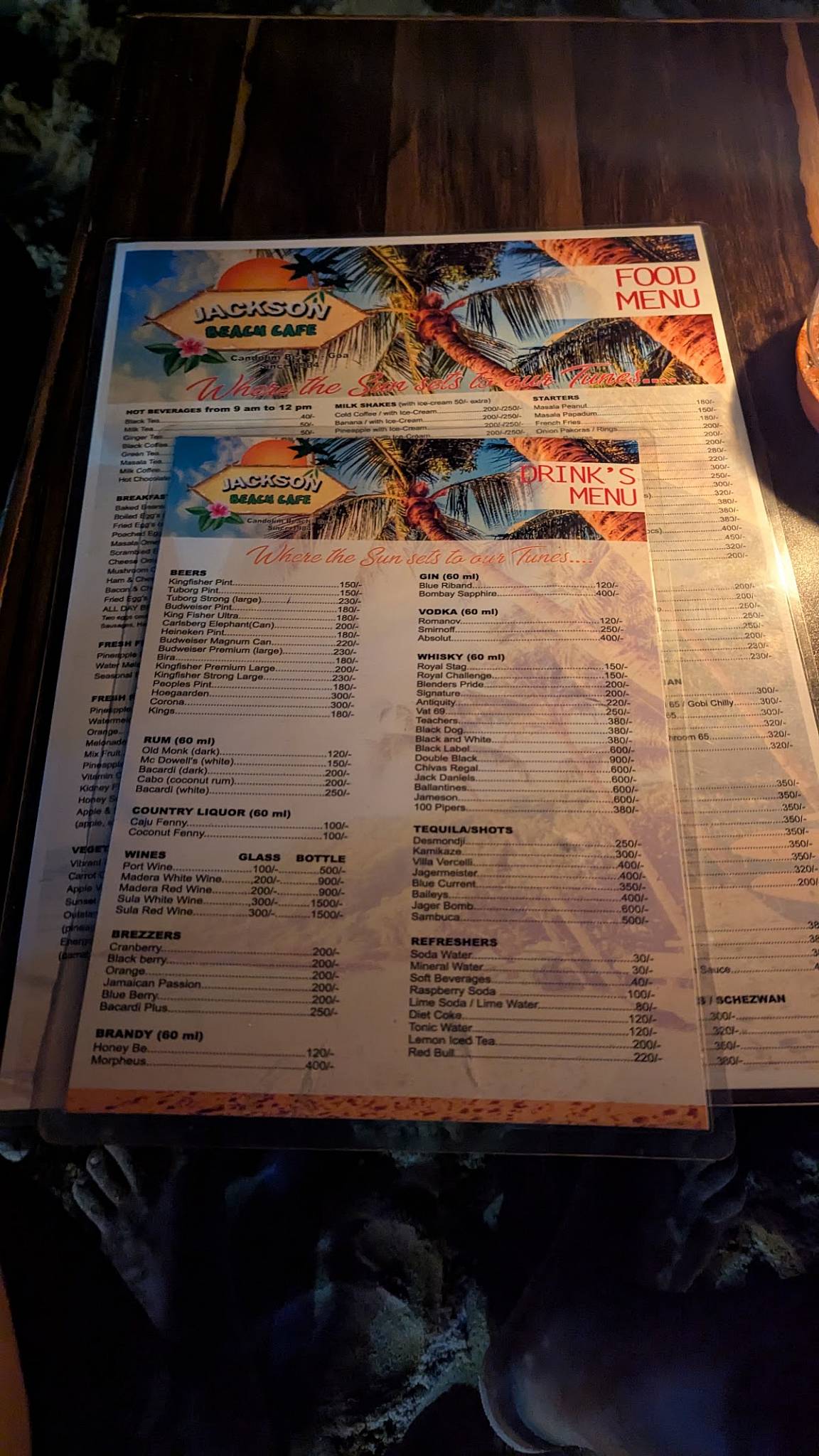 Jacksons Beach Cafe menu