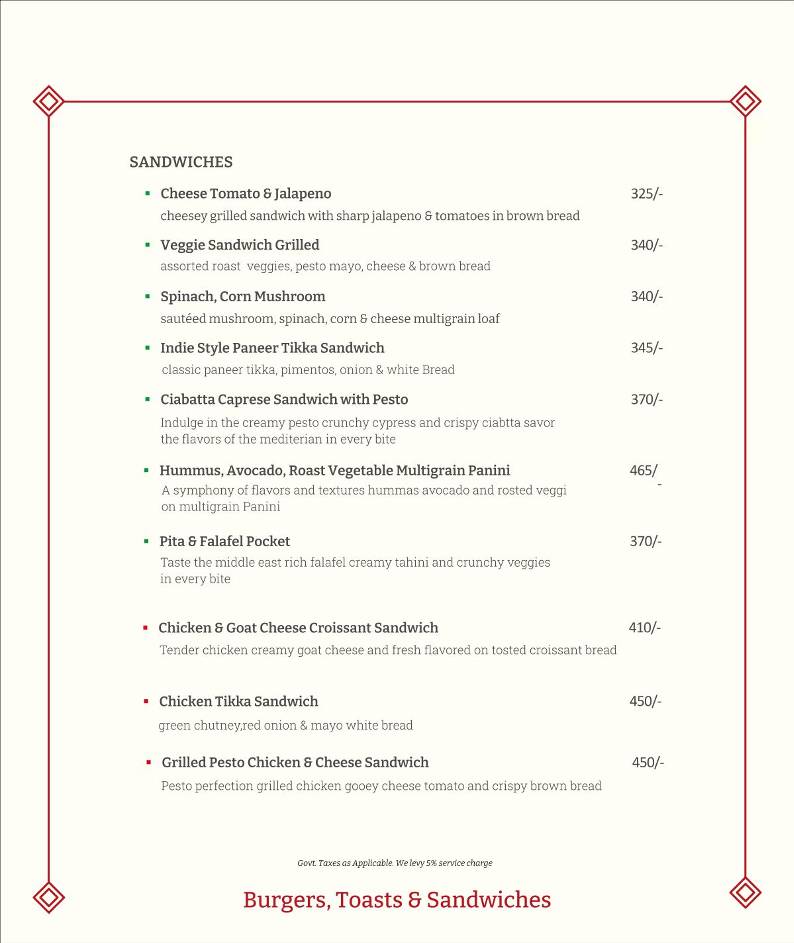Café Bae menu