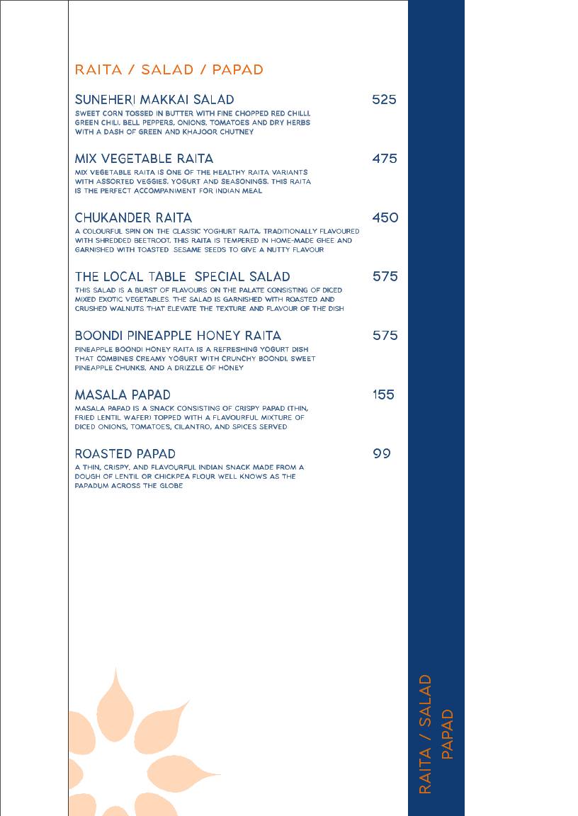 THE LOCAL TABLE - Fine Dine menu