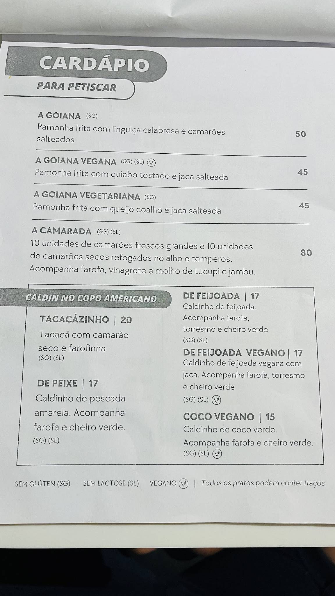 Jamburita cardápio