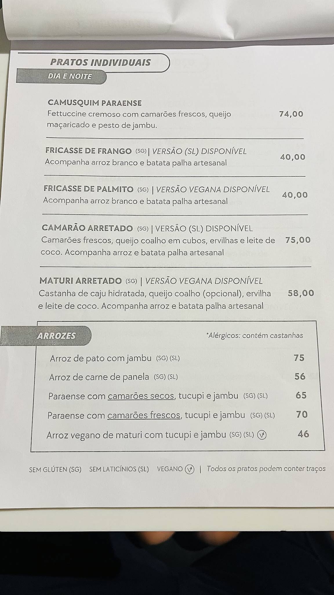Jamburita cardápio