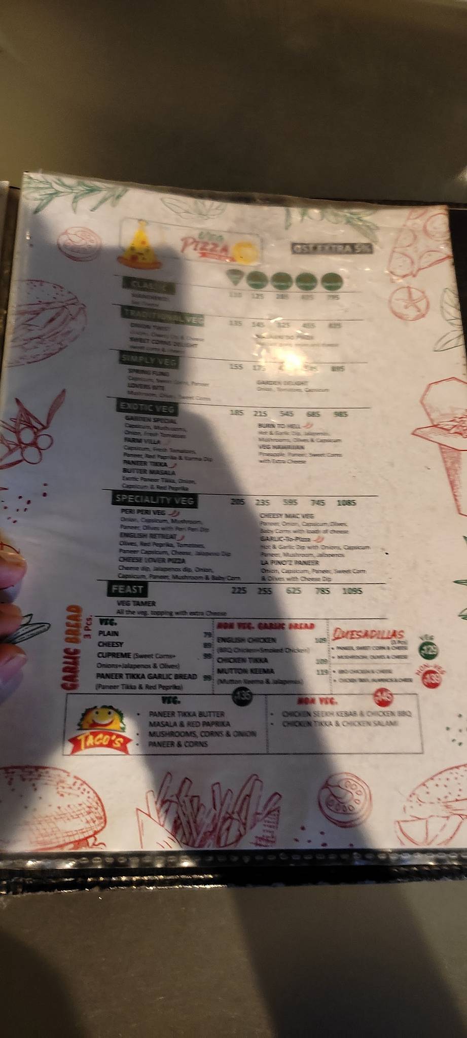 Jashan Terrace Restaurant menu