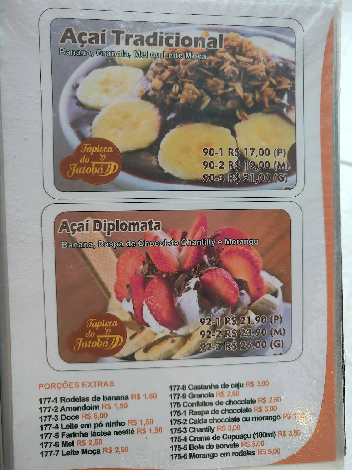 Tapioca do Jatobá cardápio