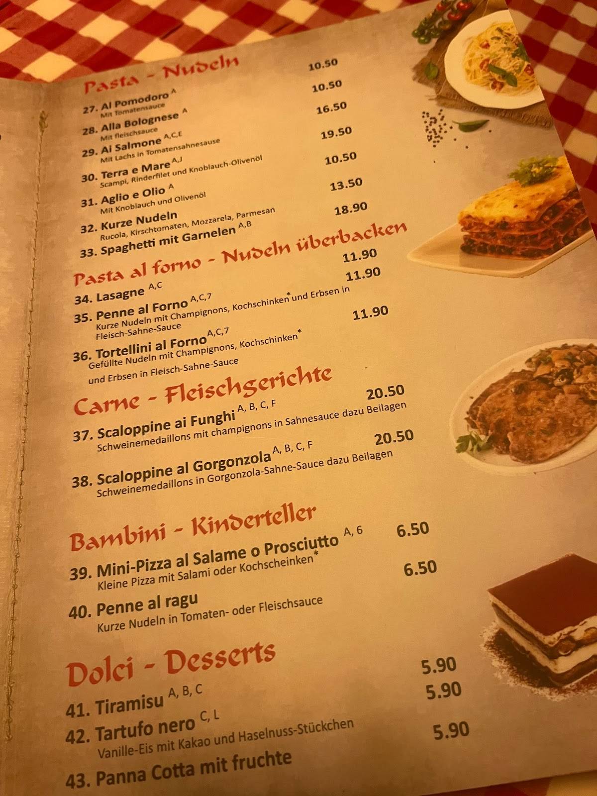Menu de Jeton's Ristorantino
