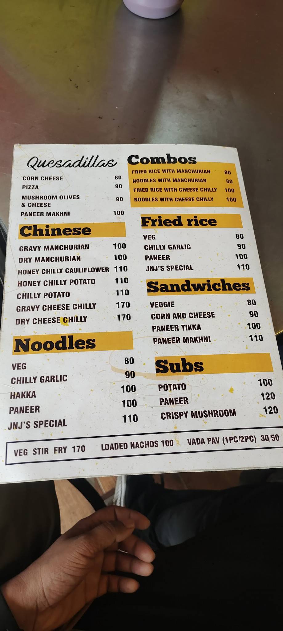 JnJ's menu