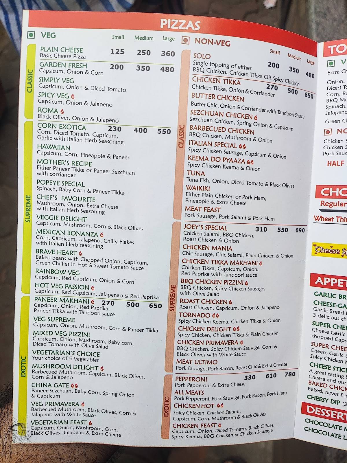 Menu at Joey's Pizza, Mumbai, Shop1