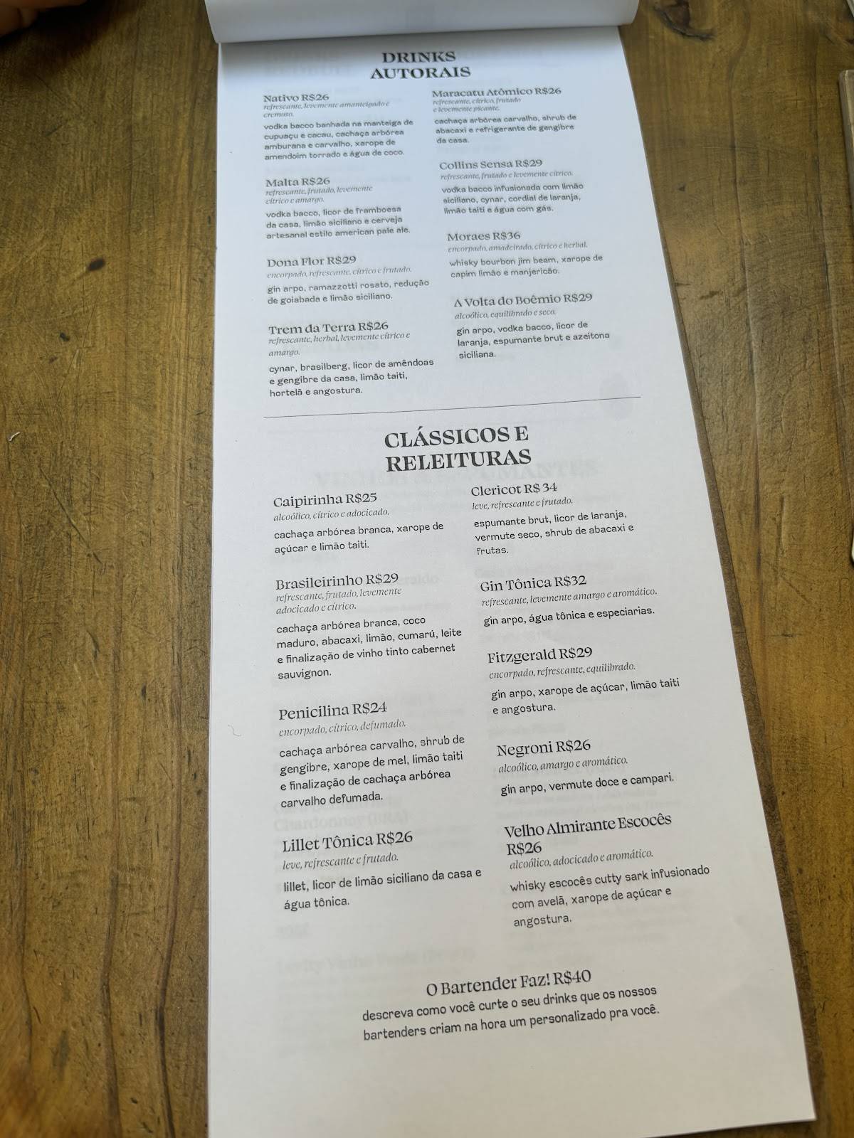 Gema Bar cardápio