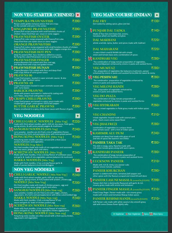 Julian Restaurant menu