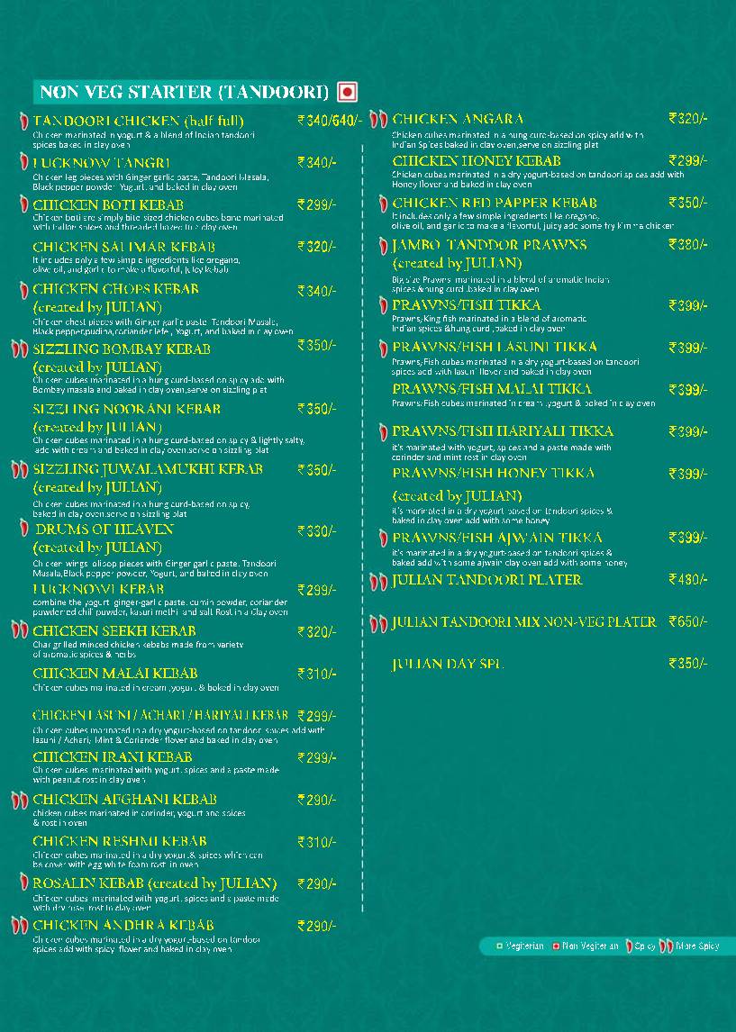 Julian Restaurant menu