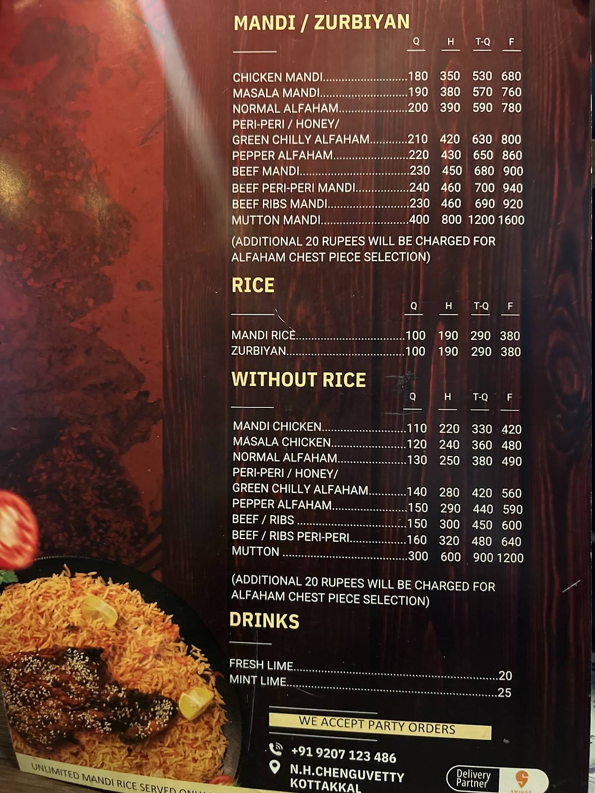 KAUSAR MANDI menu