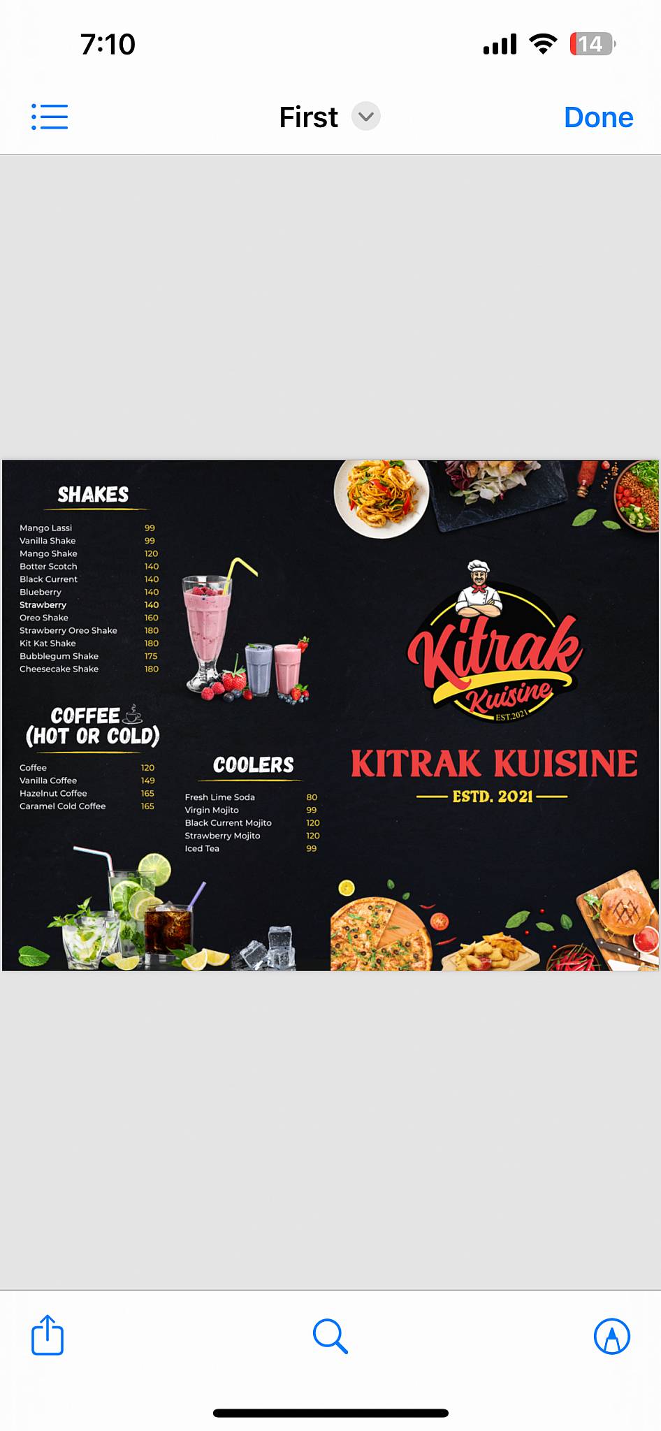 KITRAK CUISINE menu