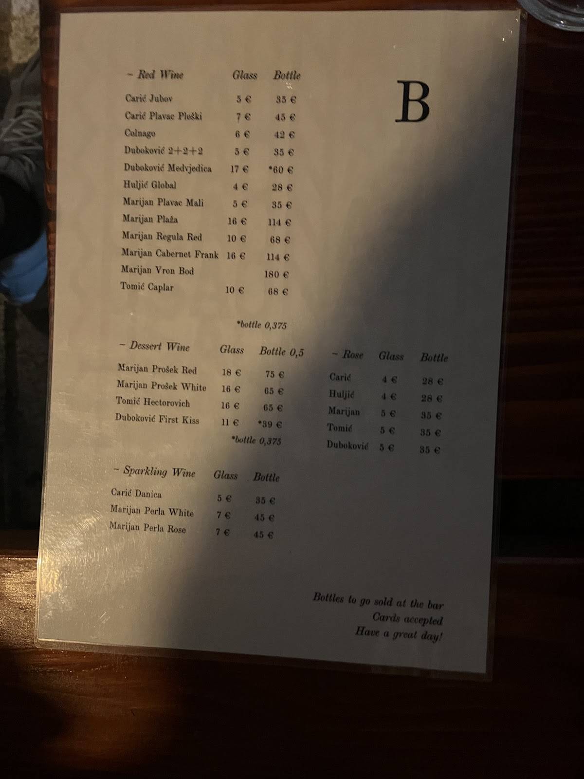 Menu di KUŠAONA 409 