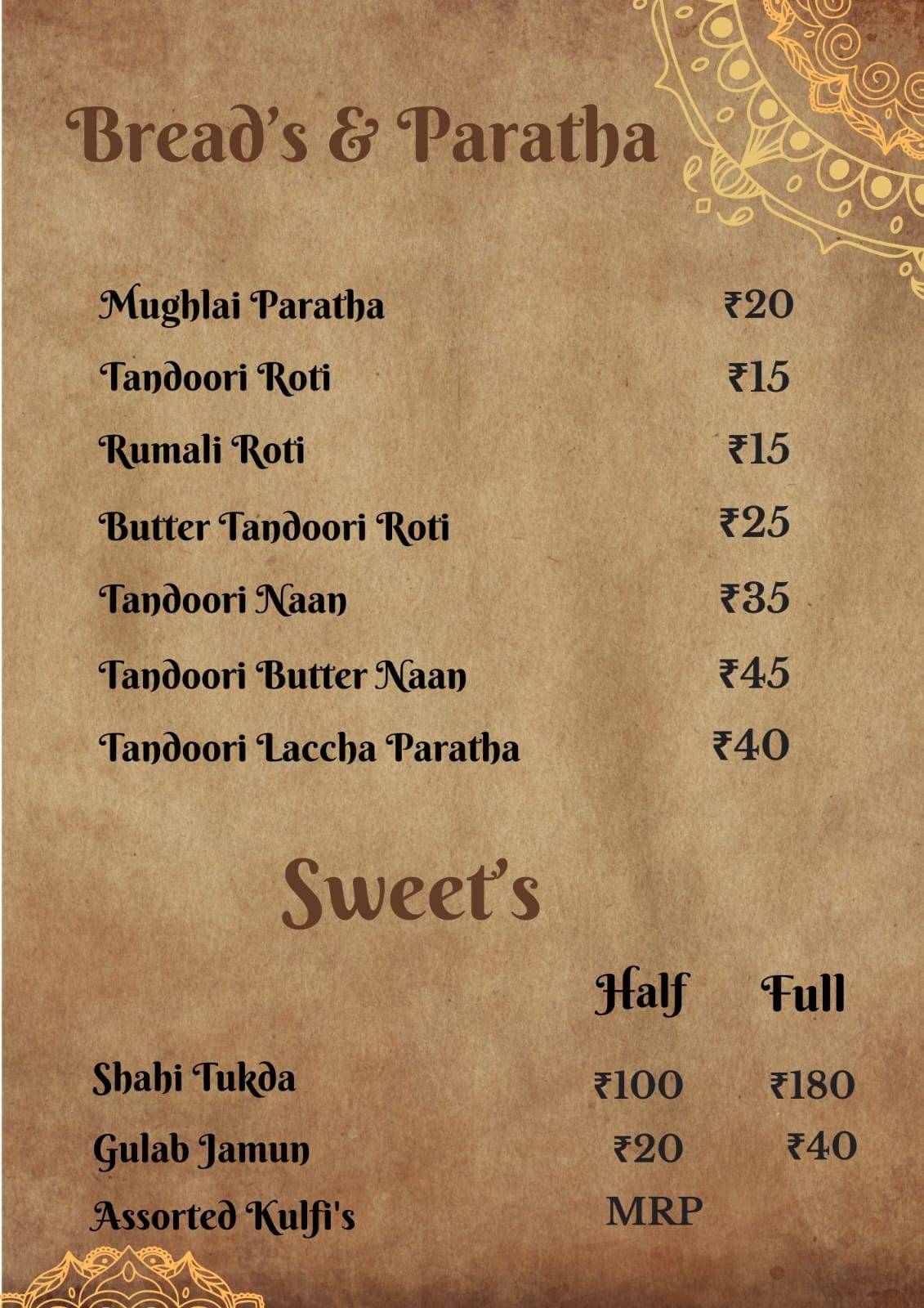 Kabab Story menu