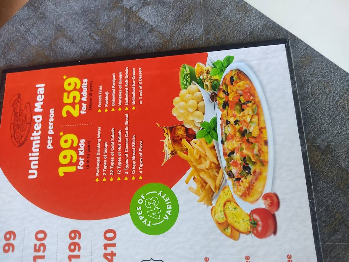 The D Pizza menu