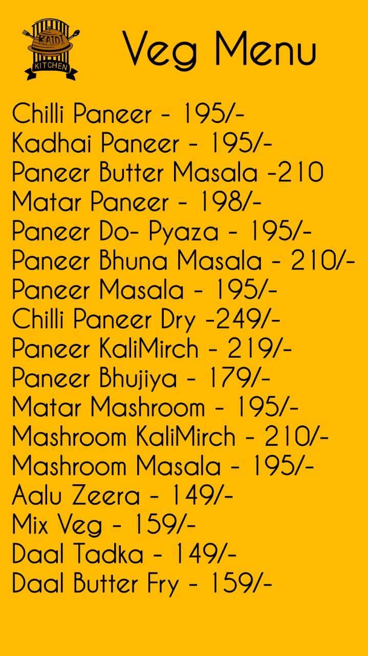 Kaidi Kitchen Restaurant menu