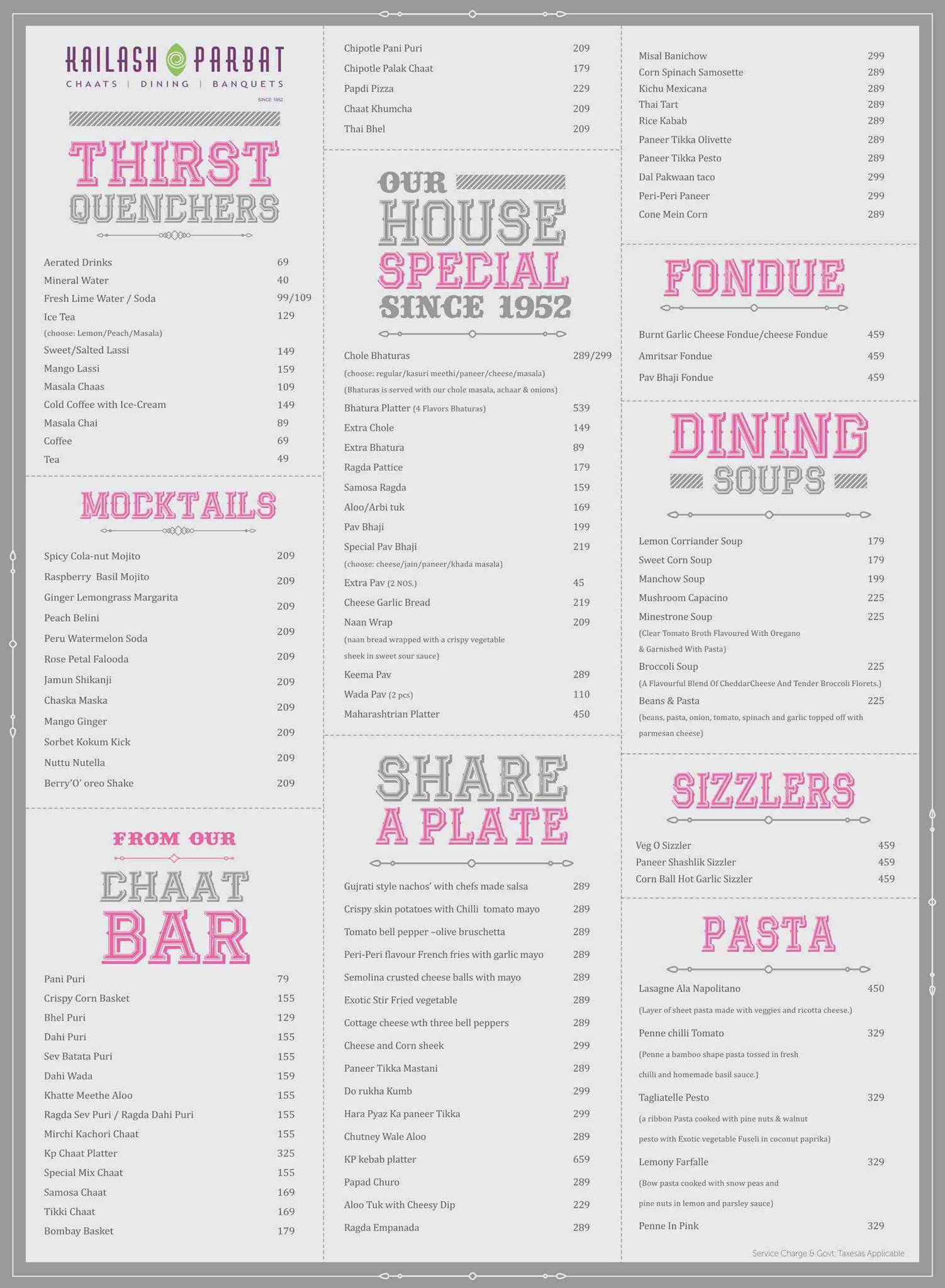 Kailash Parbat menu
