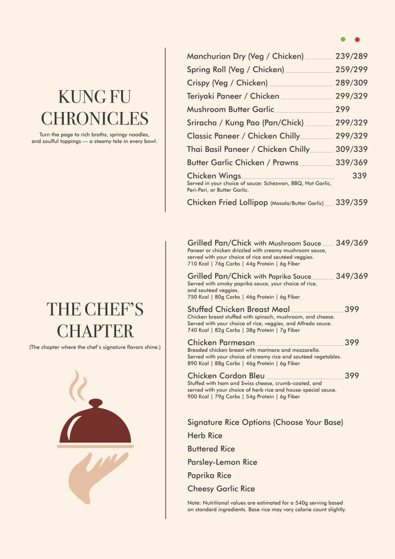 The Bookmark Cafe menu