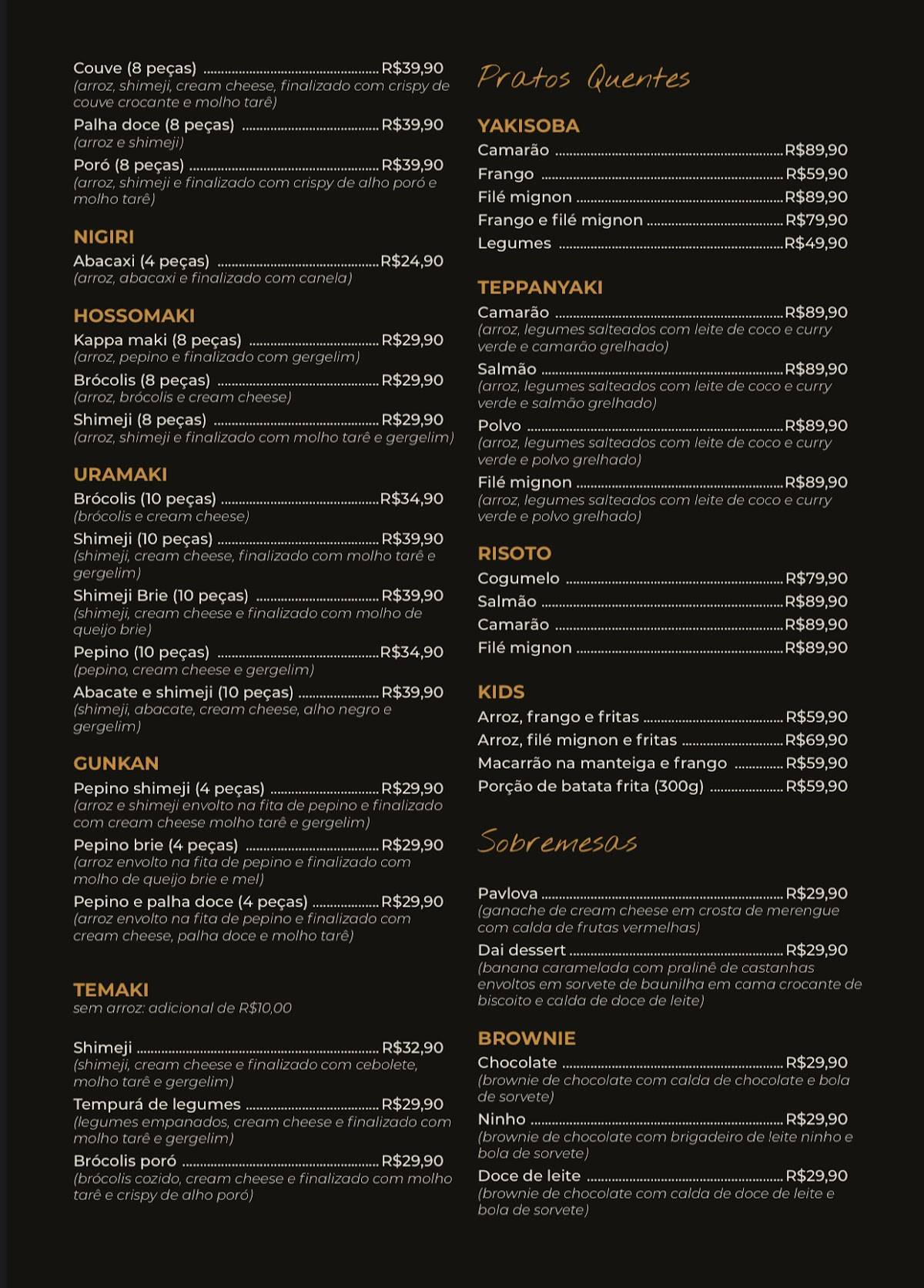 Kampeki Sushi cardápio