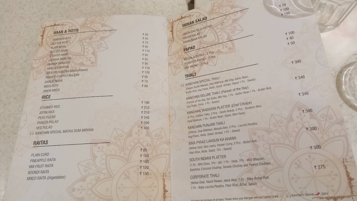 Kanchan Restaurant menu