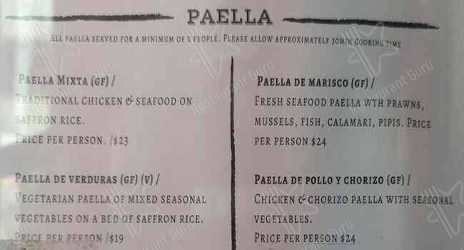 Carta de Kanela Flamenco Bar & Restaurant