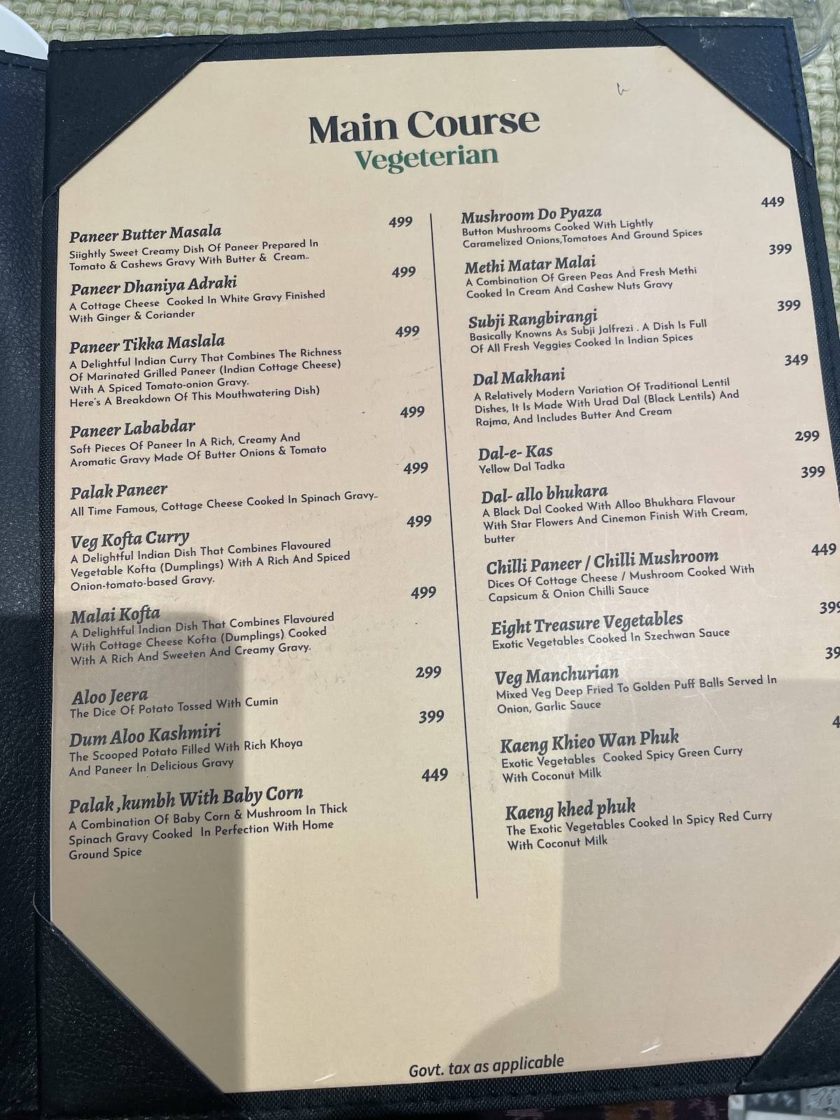 Kapil Dev's Elevens menu