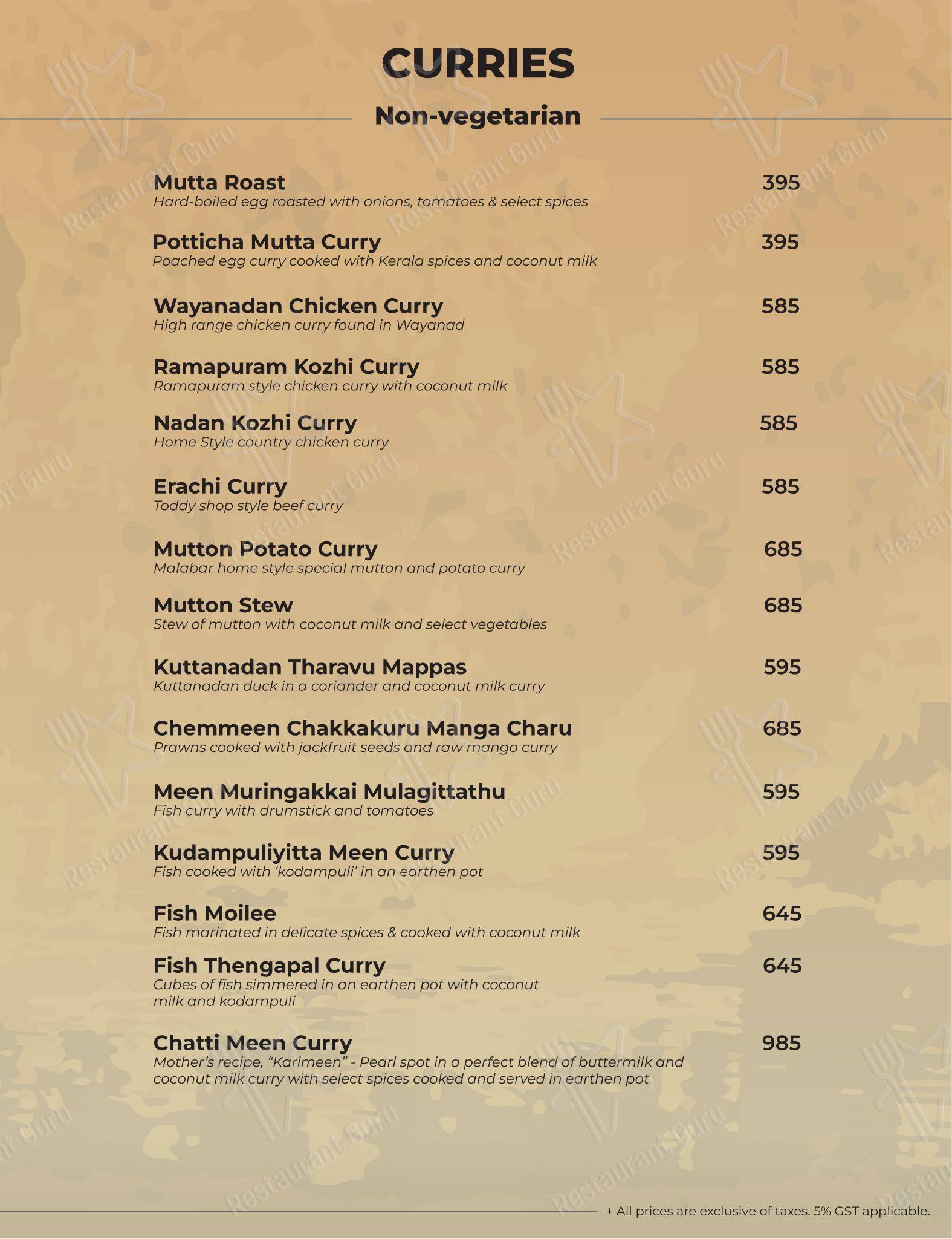 Kappa Chakka Kandhari - Menu bar