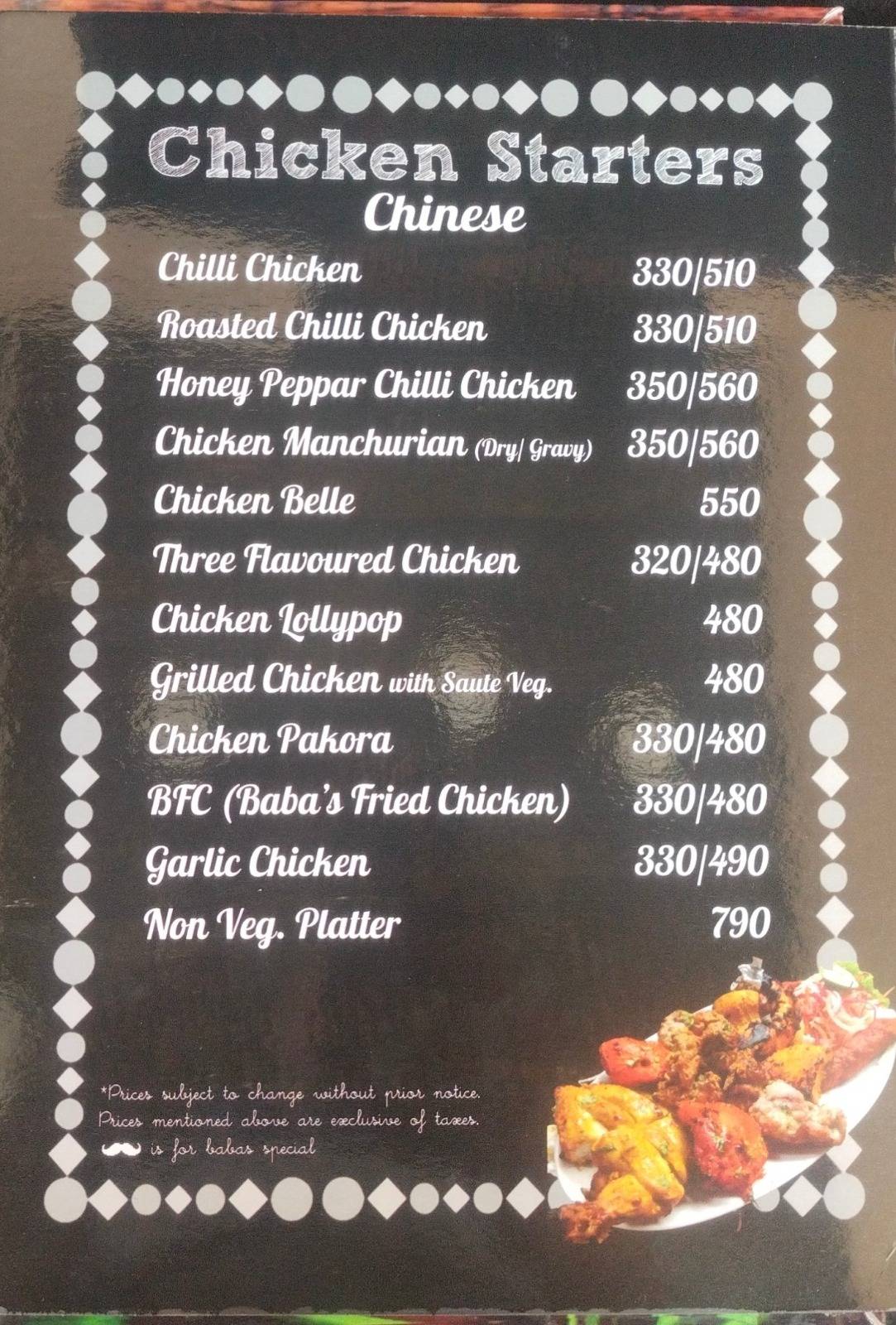 Baba's Veg & Non Veg Restaurant menu