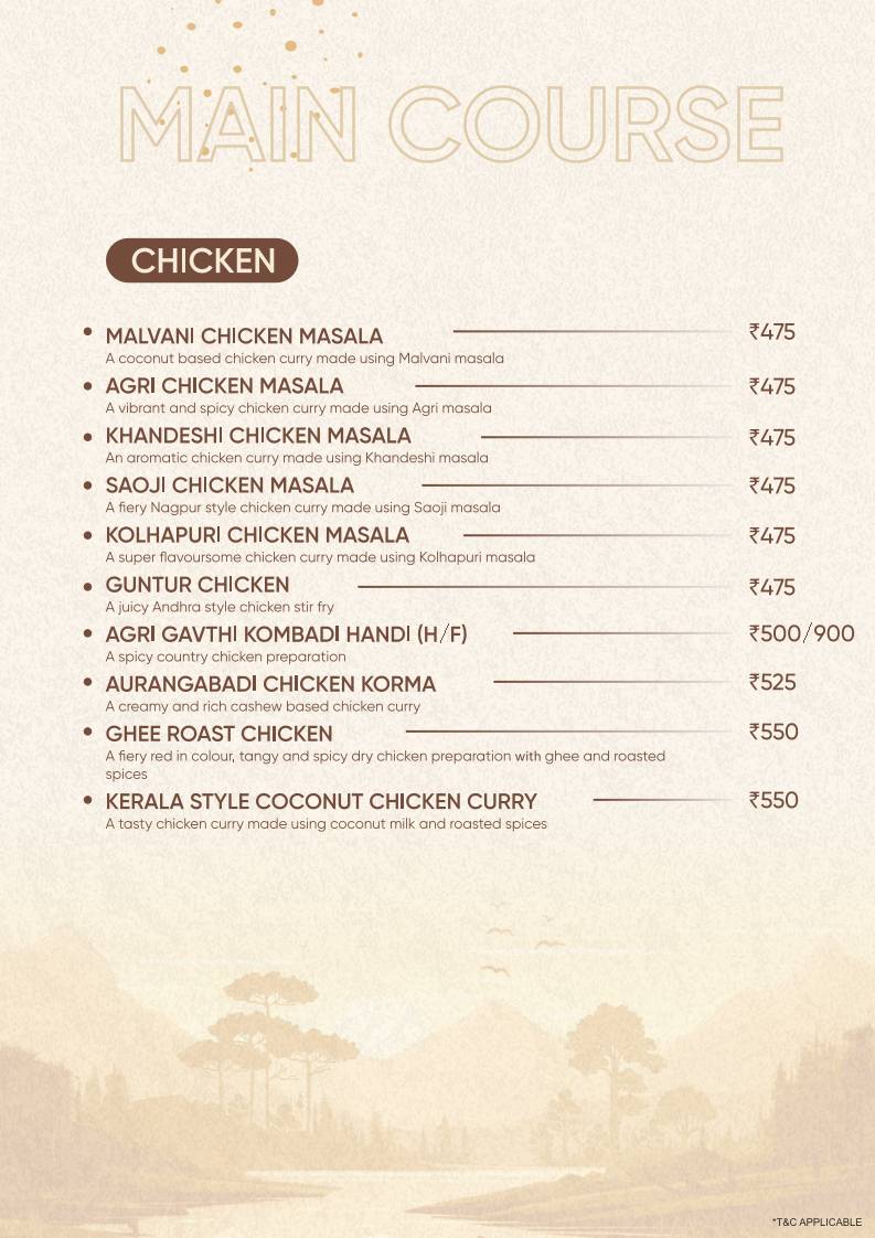 Kath N Ghat restaurant menu
