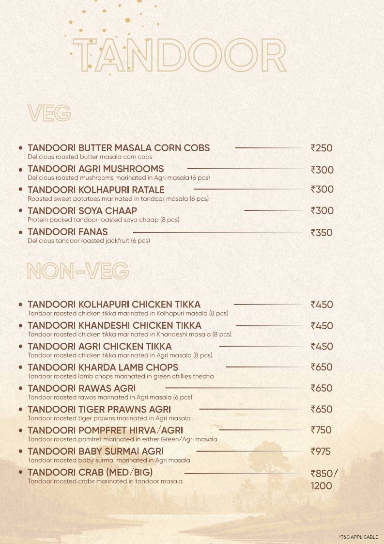 Kath N Ghat restaurant menu