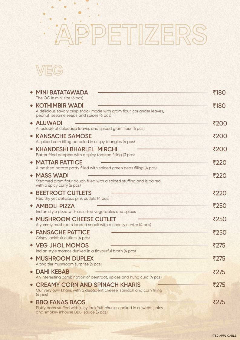 Kath N Ghat restaurant menu