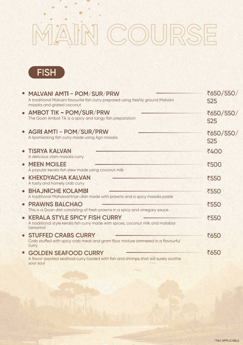 Kath N Ghat restaurant menu
