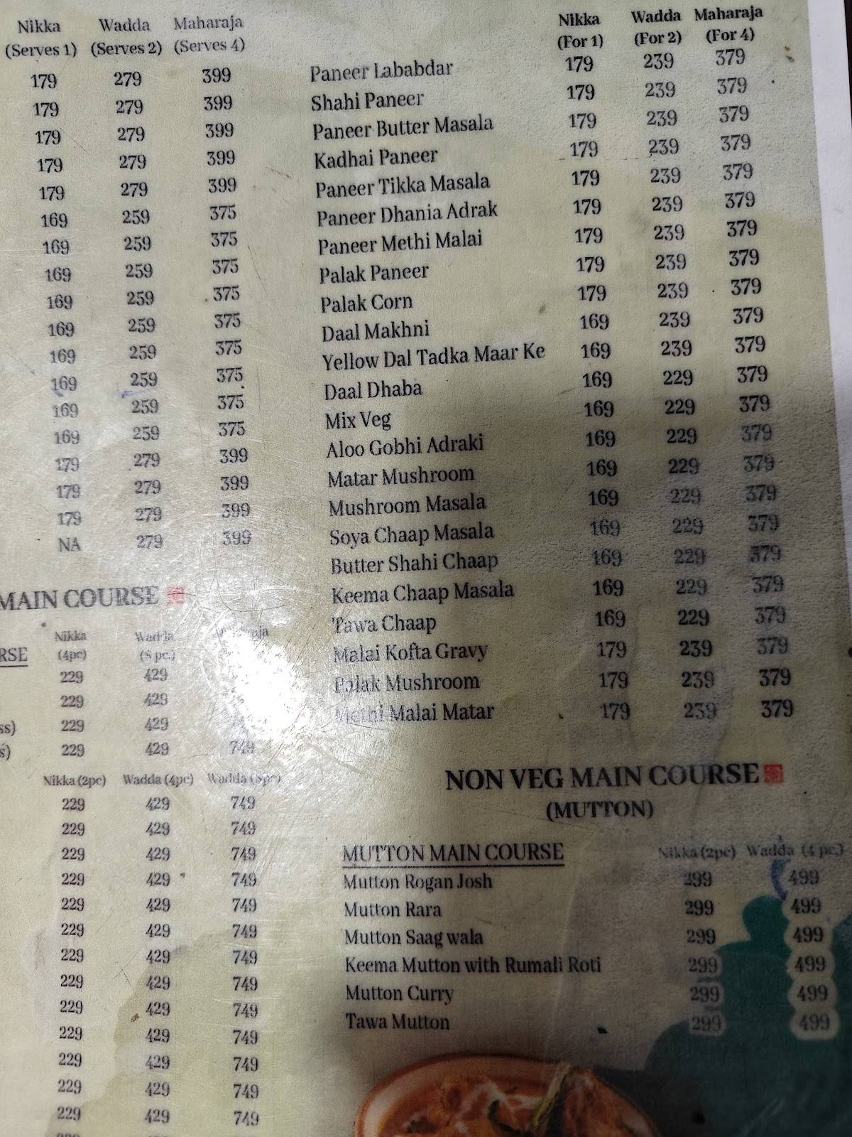 Khadak Singh Da Dhaba Noida Sector 37 menu