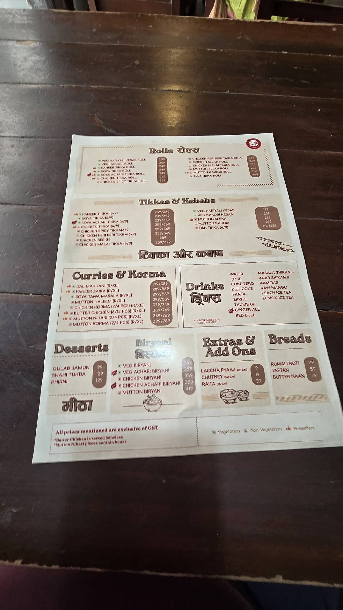 Khan Chacha - Khan Market menu