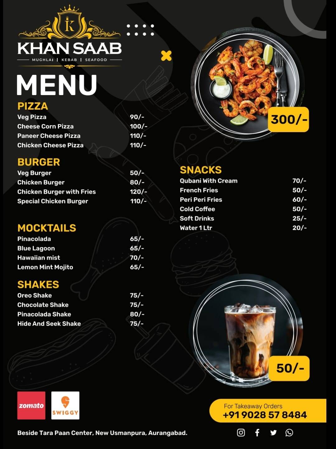 Khan Saab restaurant menu