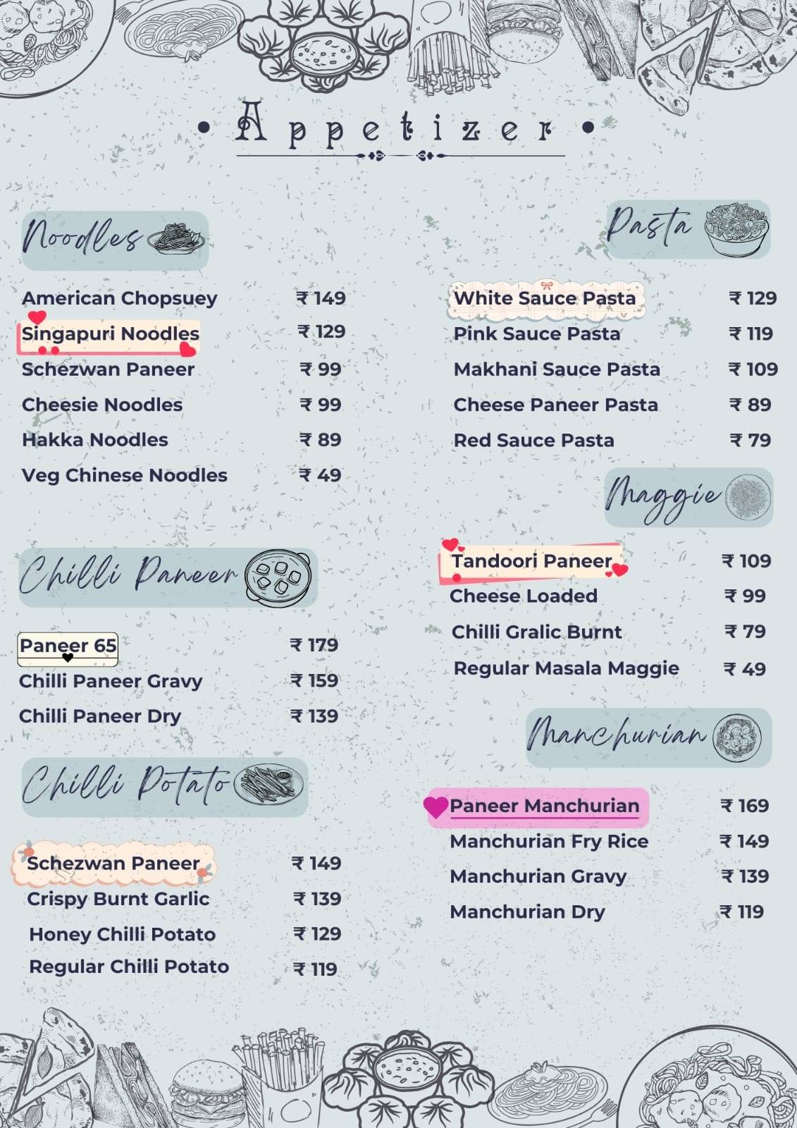 Alora Cafe & Restaurant menu