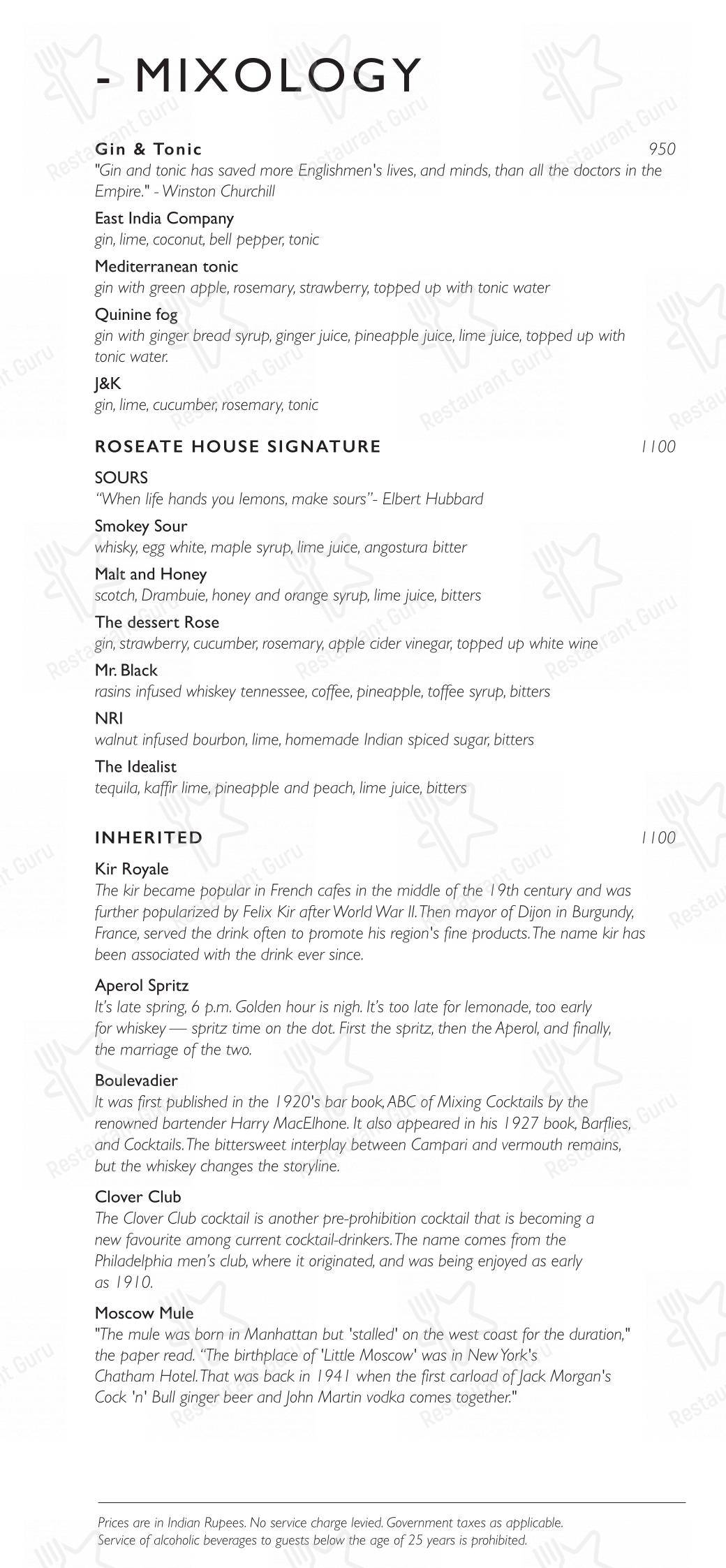 Menu for Kheer - Roseate House in New Delhi