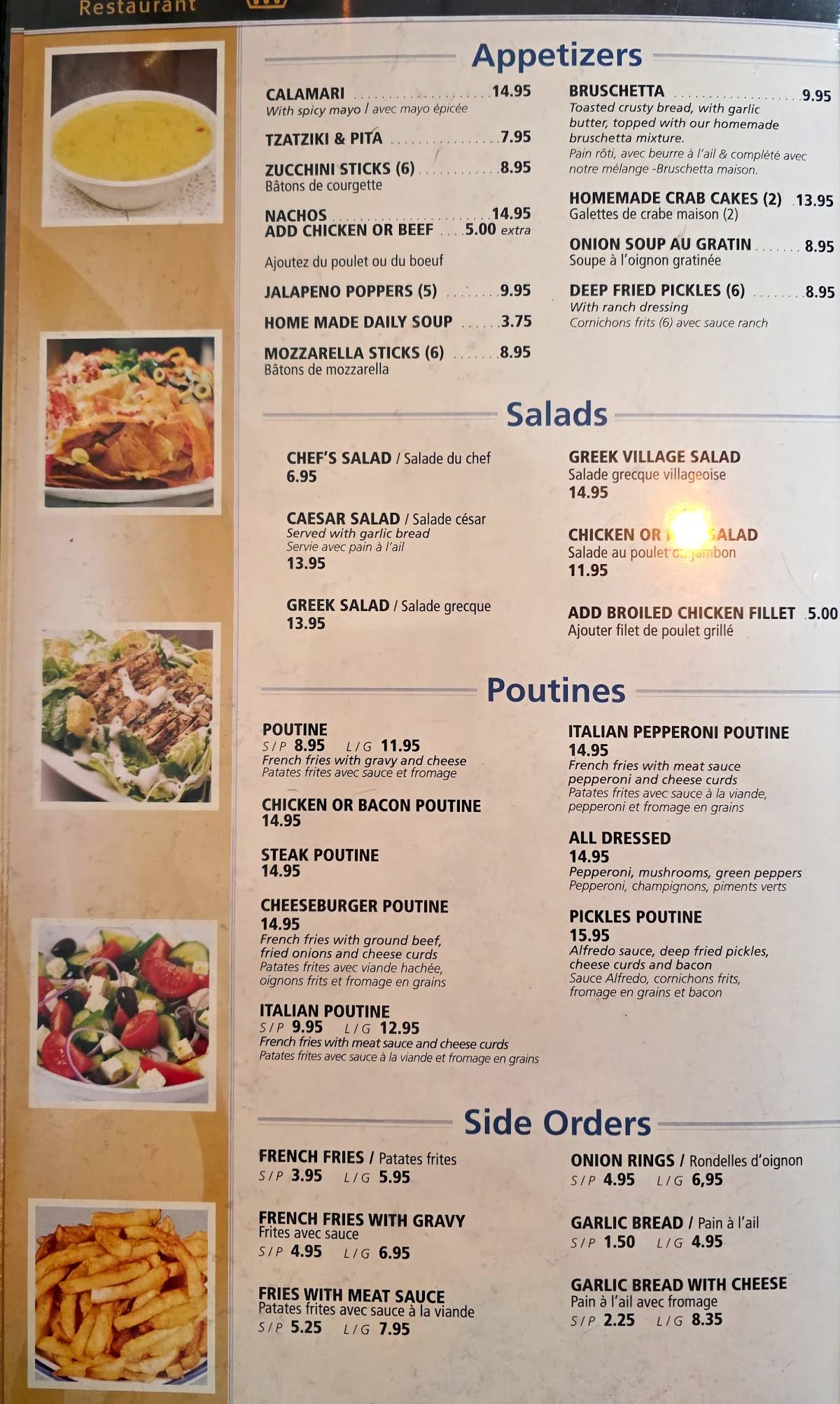 Menu de King George Restaurant